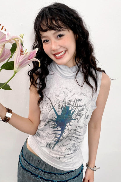 Asymmetrical Pleated Tank Top