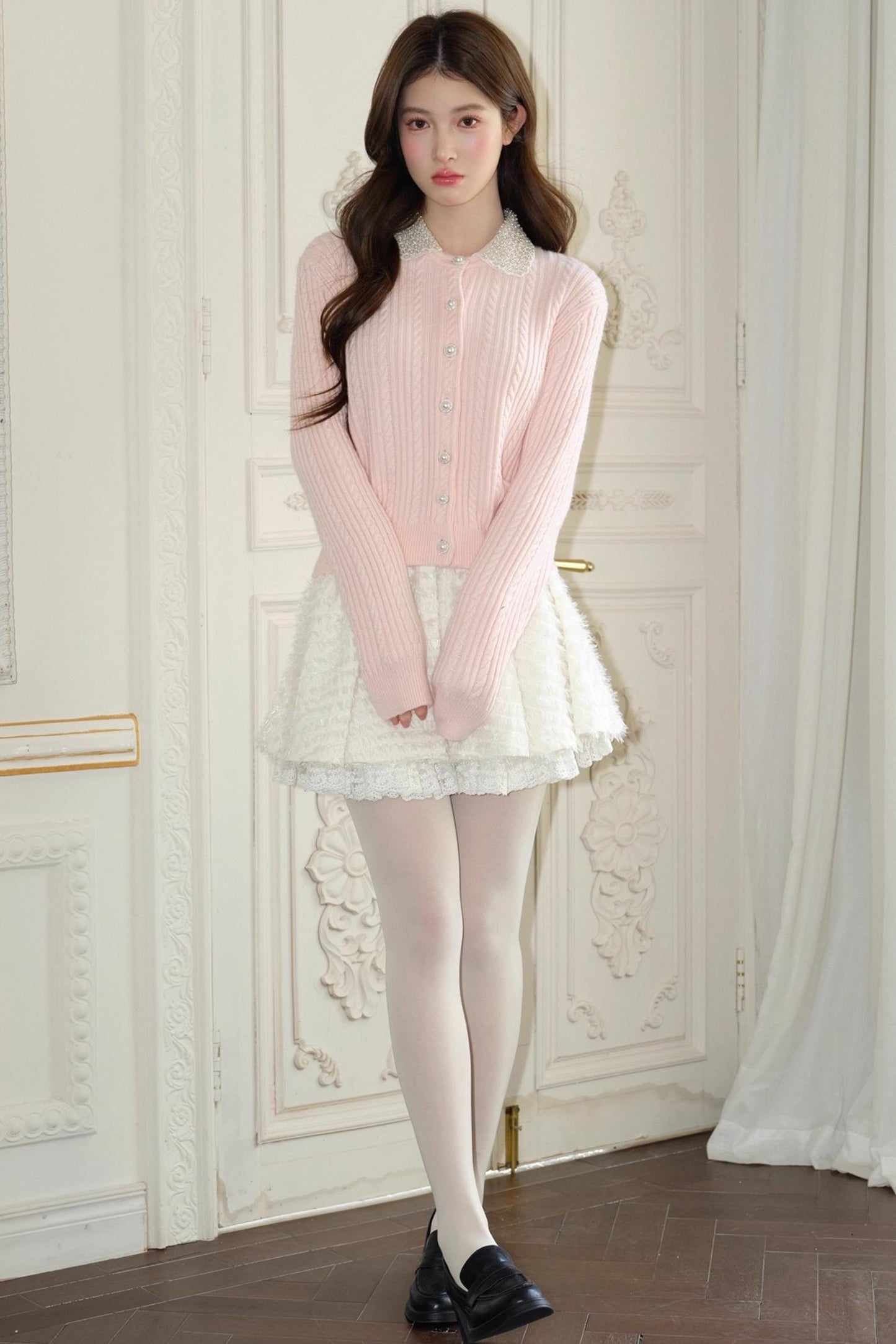 Pink Vintage Rhinestone Cardigan