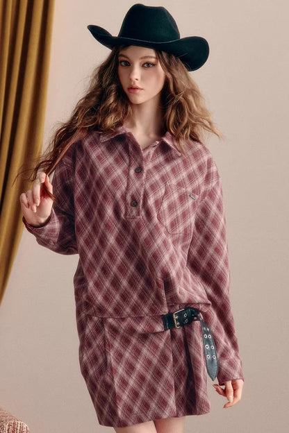 Vintage Plaid Shirt Dress