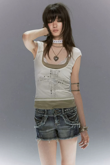 Silver Graffiti Cross T-Shirt
