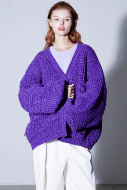 Heavyweight Two-Tone Lantern Cardigan