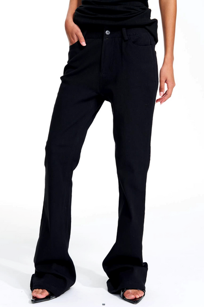 Schwarze, schmal geschnittene Bootcut-Hose