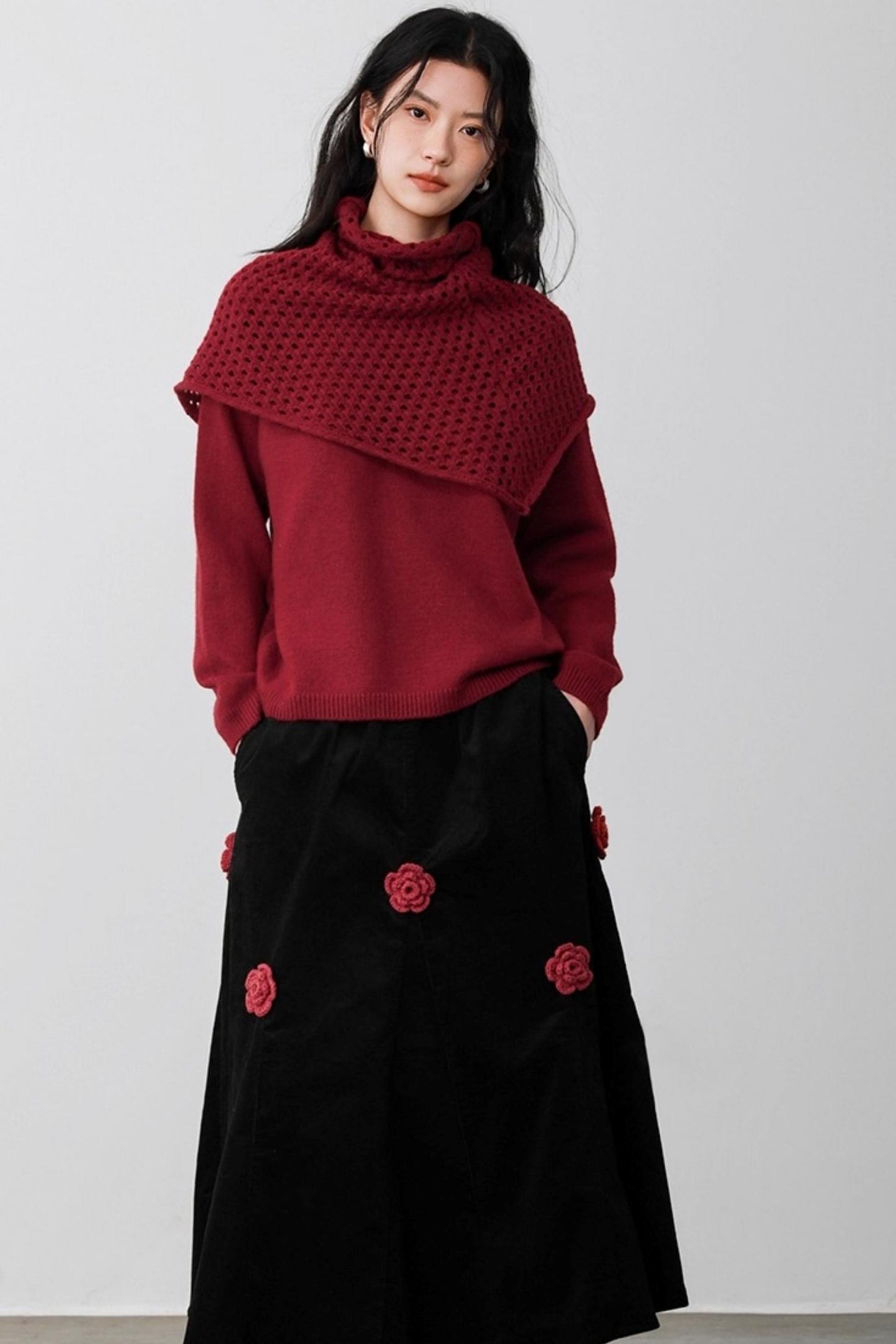 Berry Red Knitted Vest Sweater