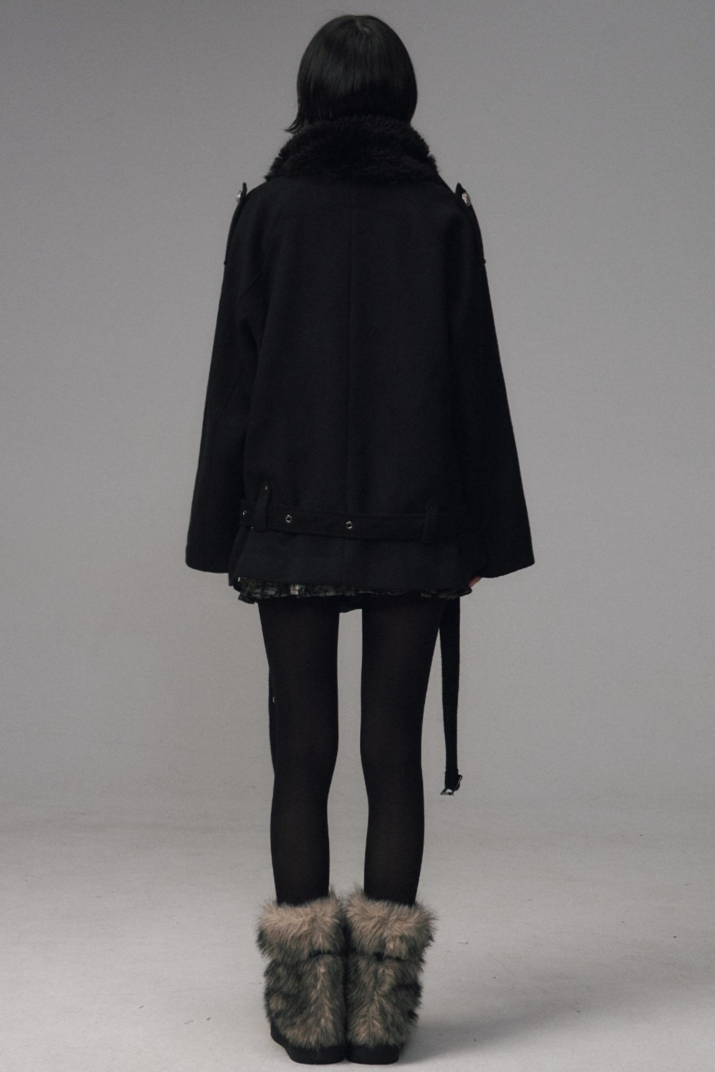 Dark Large Lapel Woolen Jacket