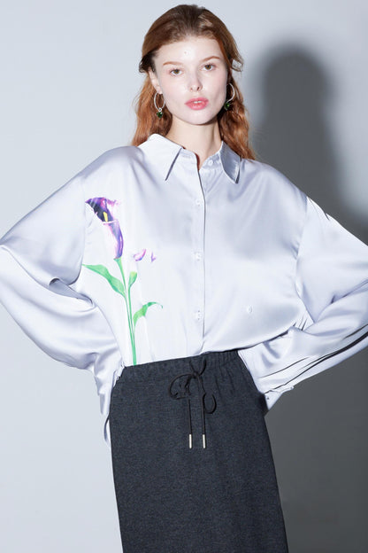 Silky Satin Calla Lily Blouse
