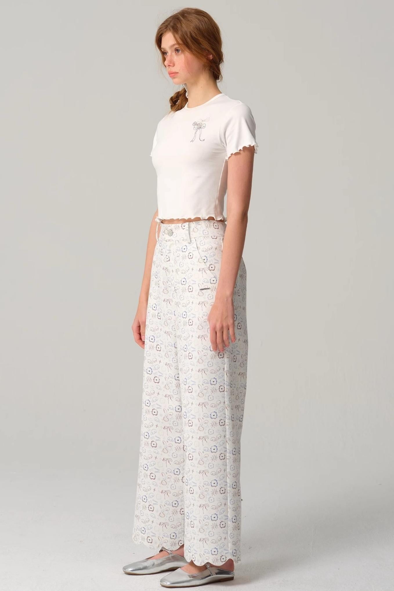 Embroidered Slim Fit Short Sleeve Top