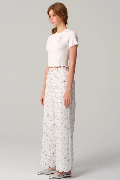 Embroidered Slim Fit Short Sleeve Top