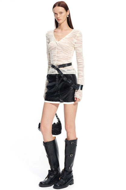 Sheer Slim Long Sleeve Knit Top