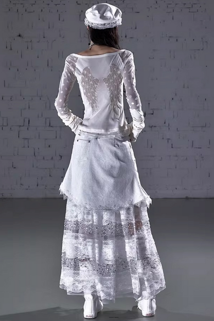 Barock beflockte Stickerei-Bluse