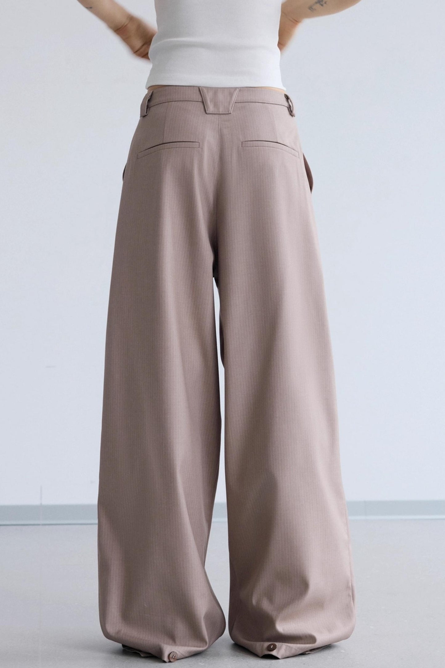 Lotus Root Pink Striped Wide-Leg Pants