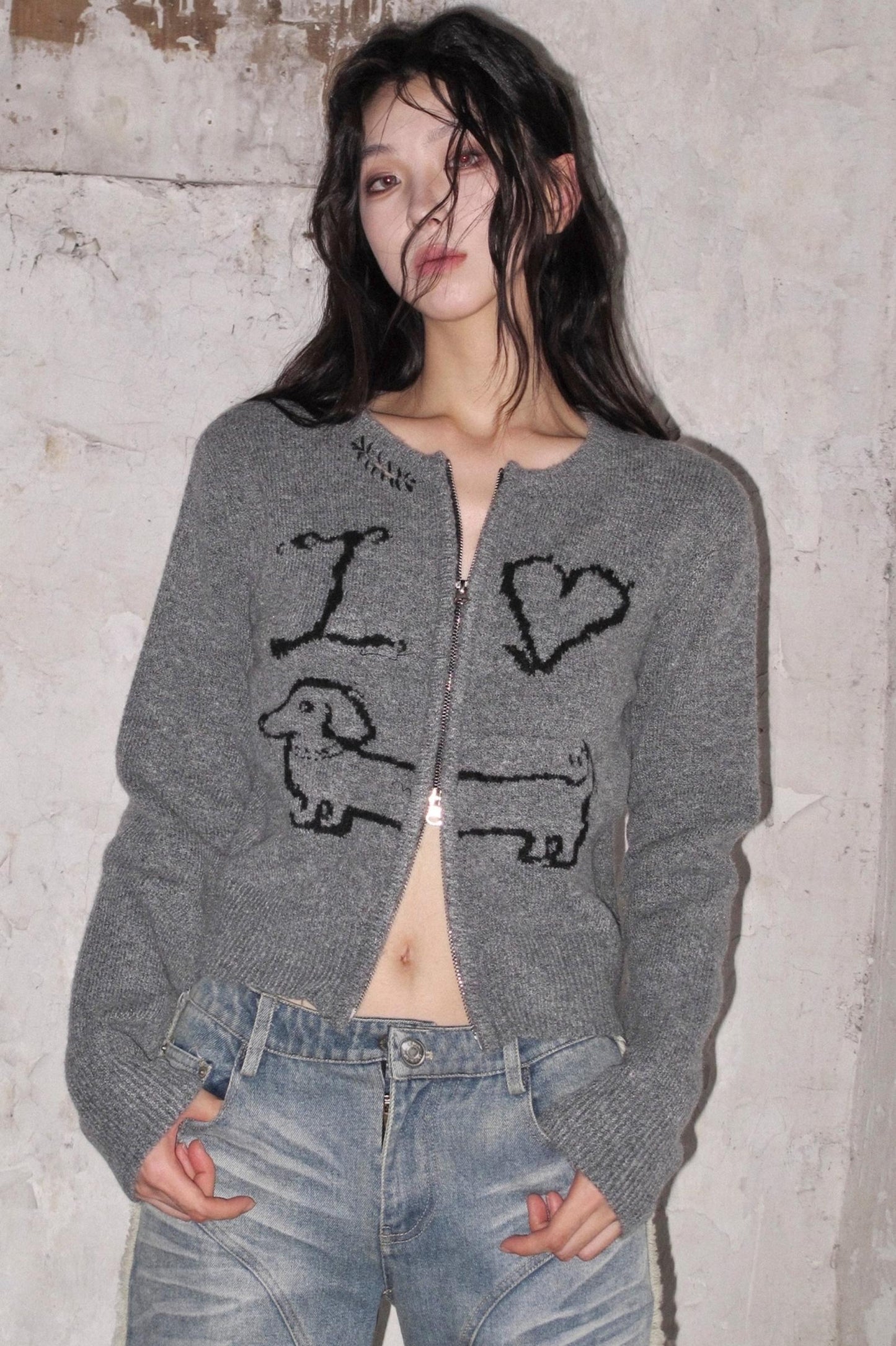 Puppy Jacquard Cardigan