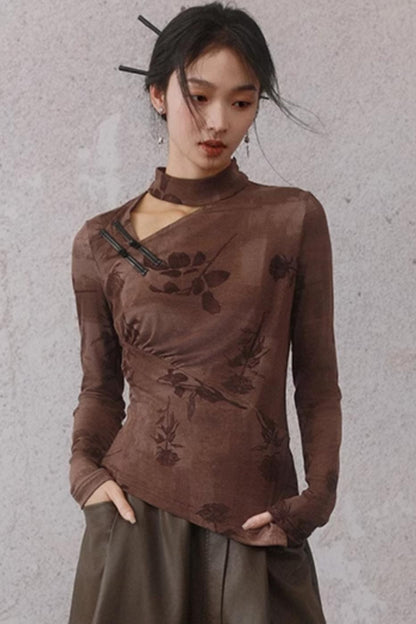 Chinese Style Brown Base Layer Top