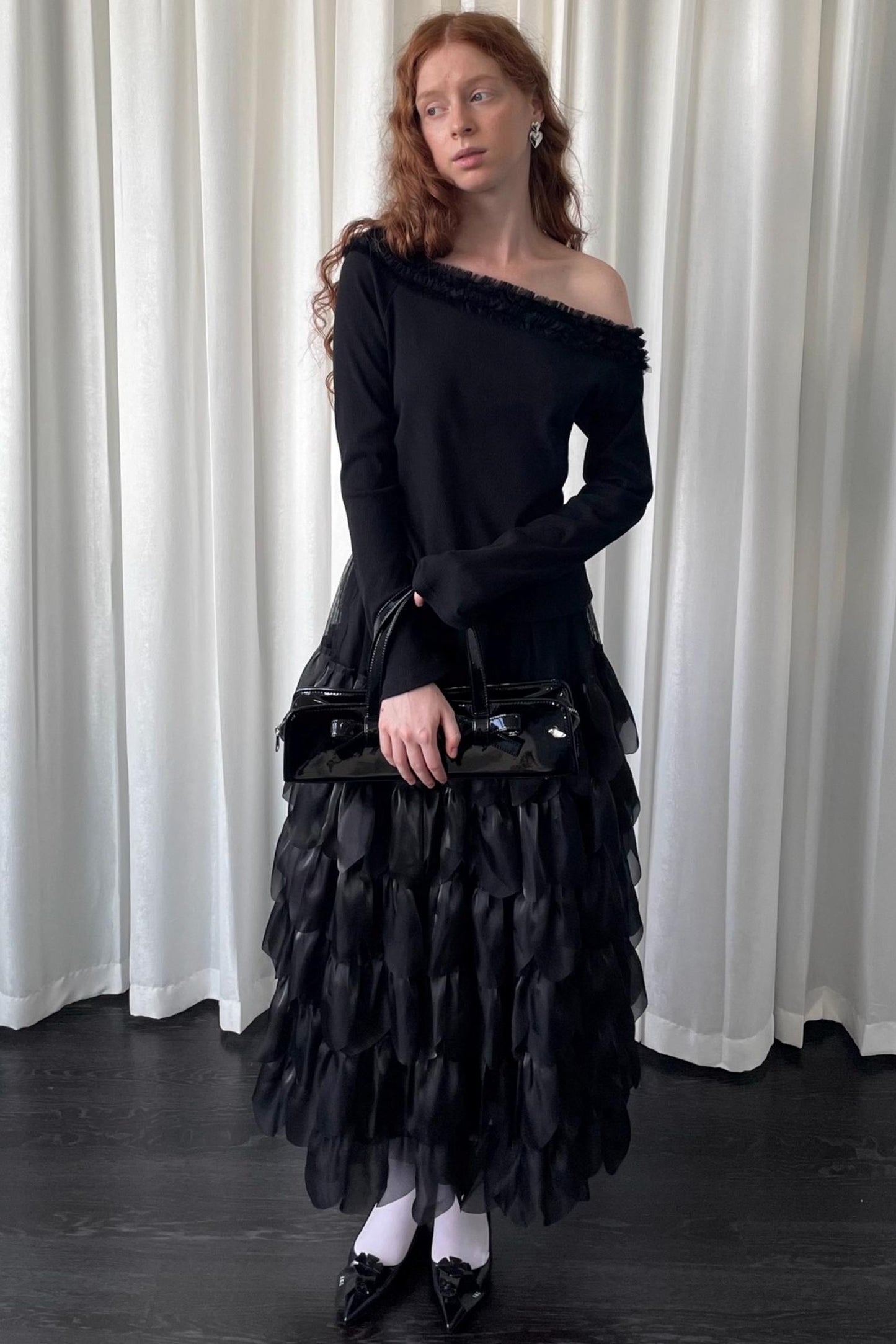 Black Lace Knitted Sweater