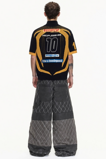 Yellow and Black Mesh Polo Shirt