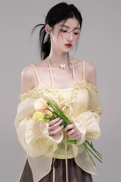 Feathered Tie & Suspenders Set