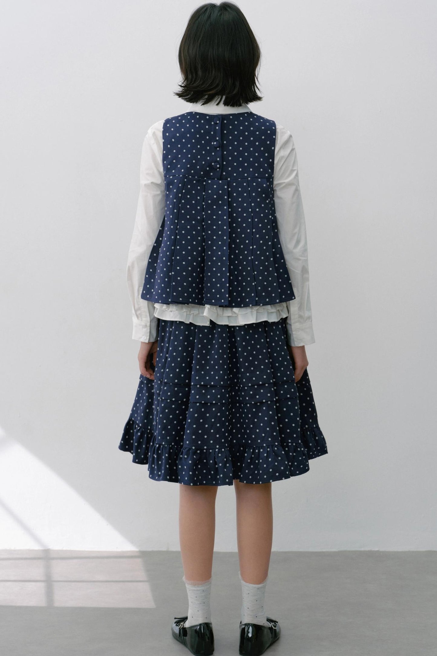 Navy Polka Dot Puffy Skirt Set-Up