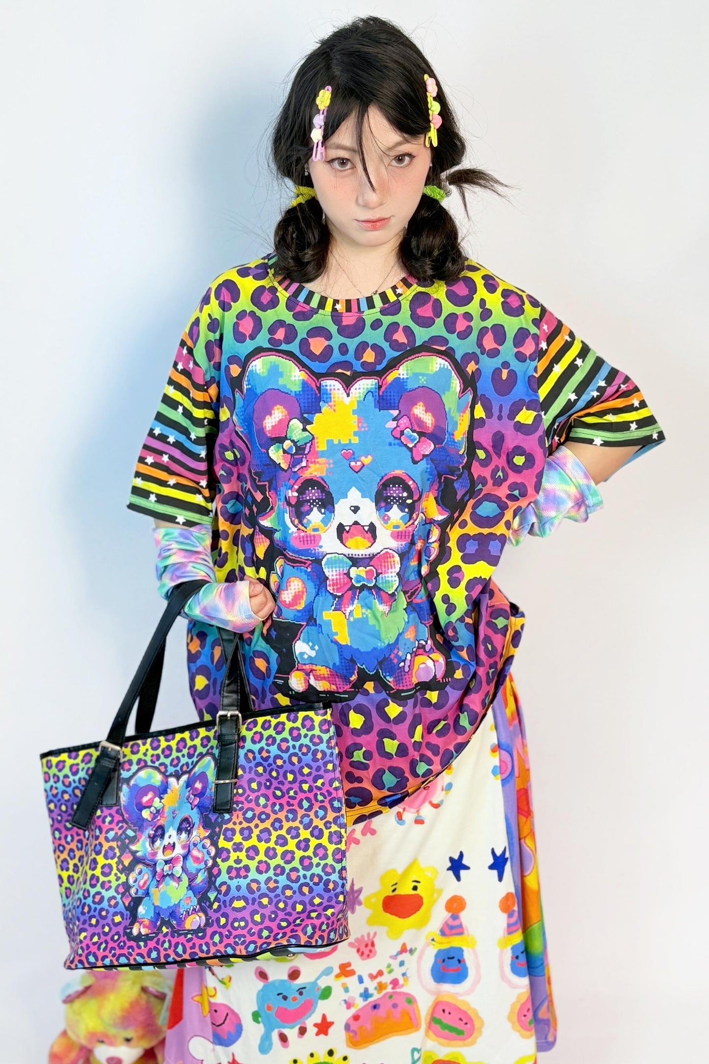 Rainbow Color Cotton Loose T-shirt