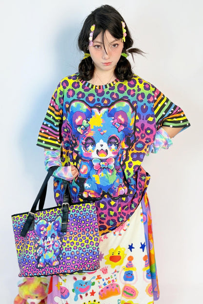 Rainbow Color Cotton Loose T-shirt