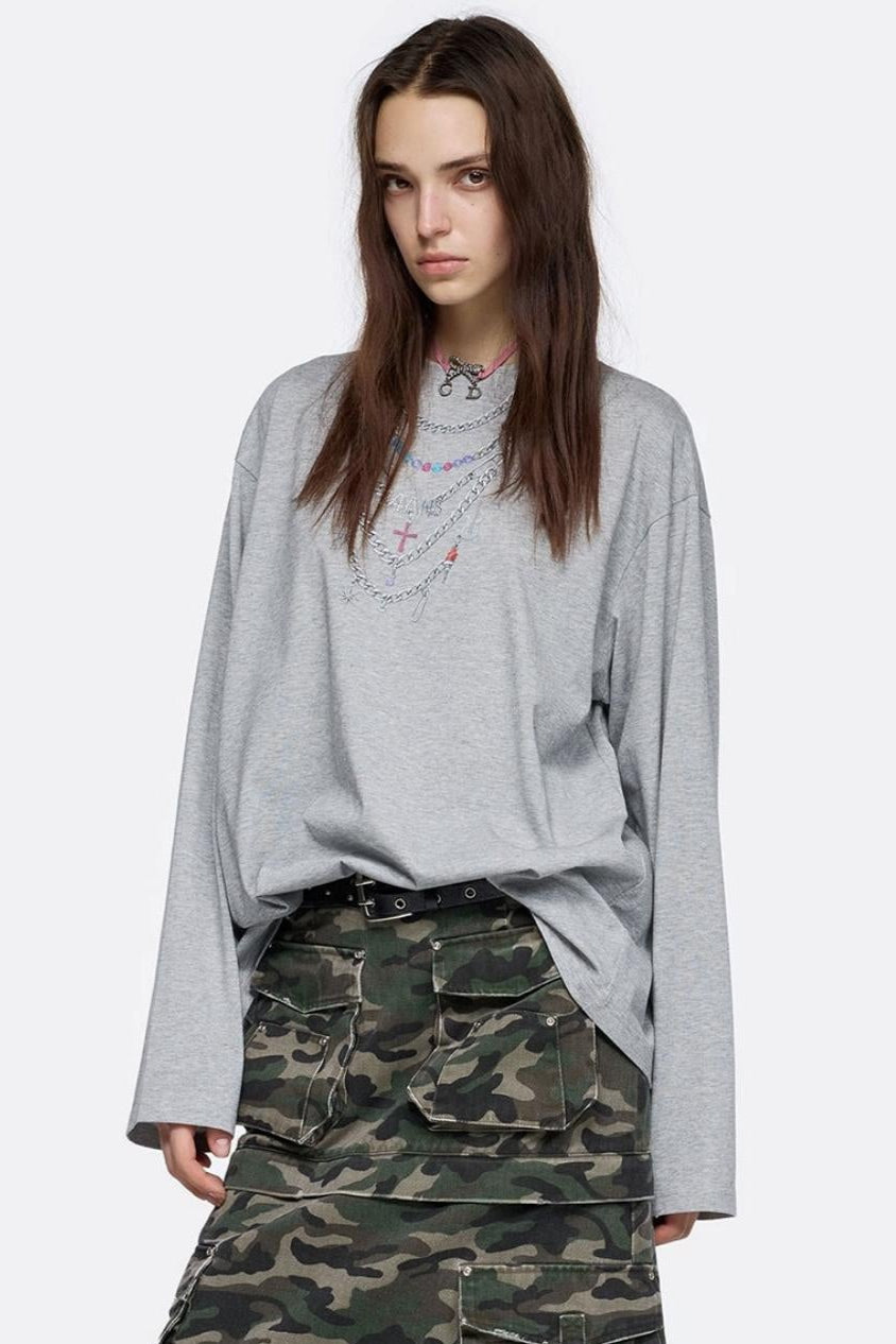 Necklace Print Long Sleeve T-Shirt