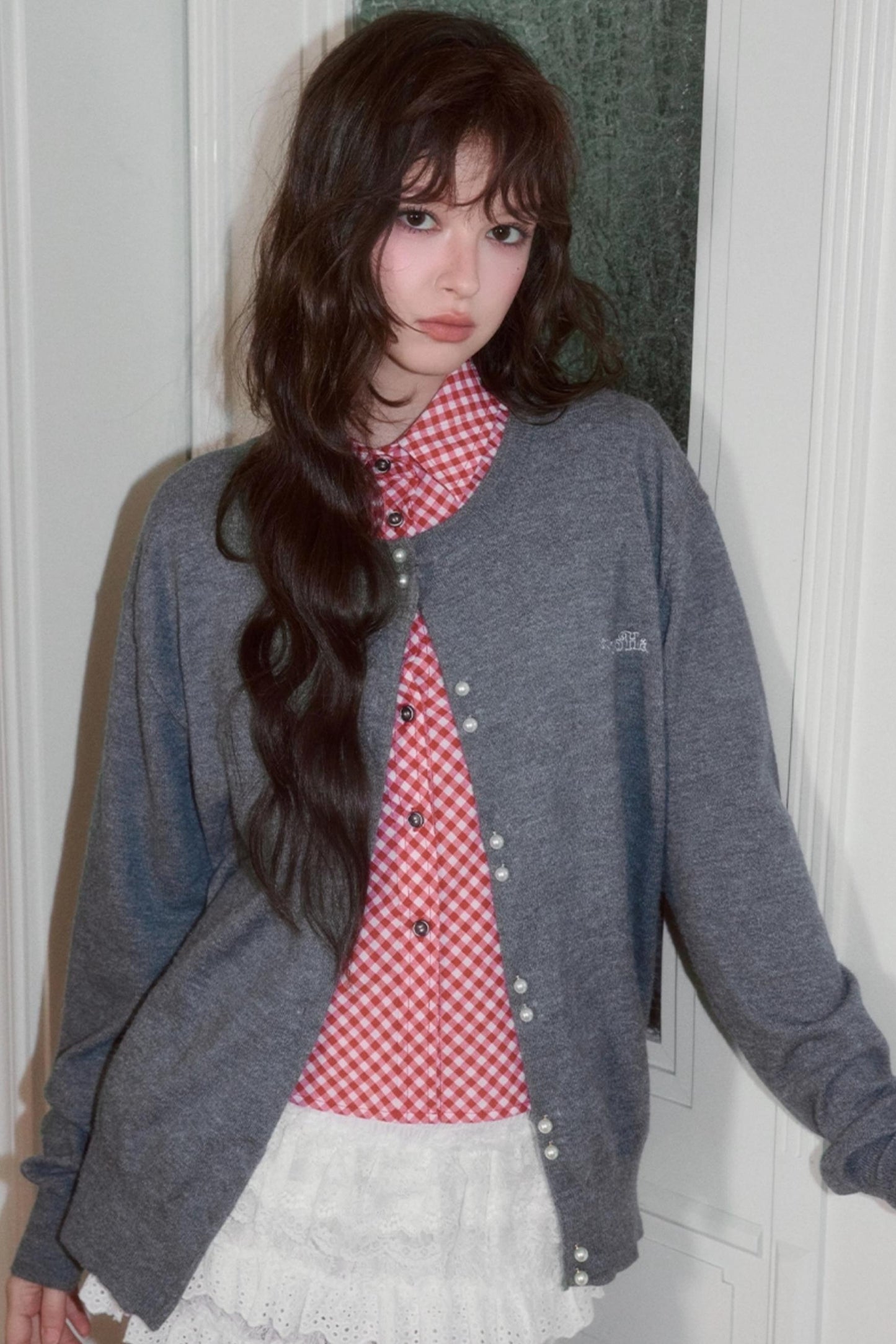 Versatile Pearl Buckle Knit Cardigan