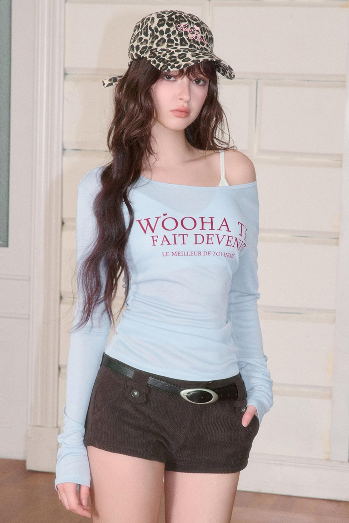 Letter Print Long Sleeve Slim Top