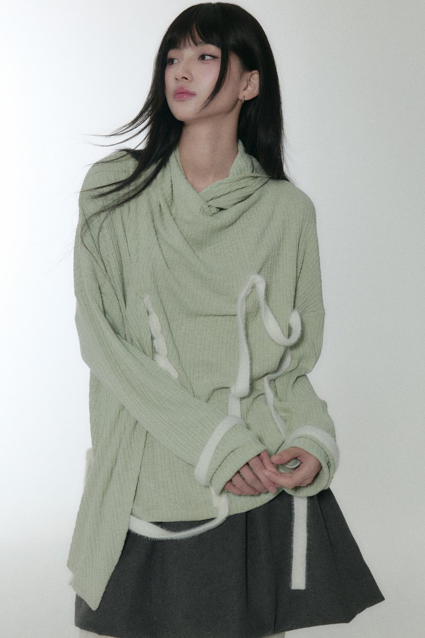 Green Velvet Stripe Sweater