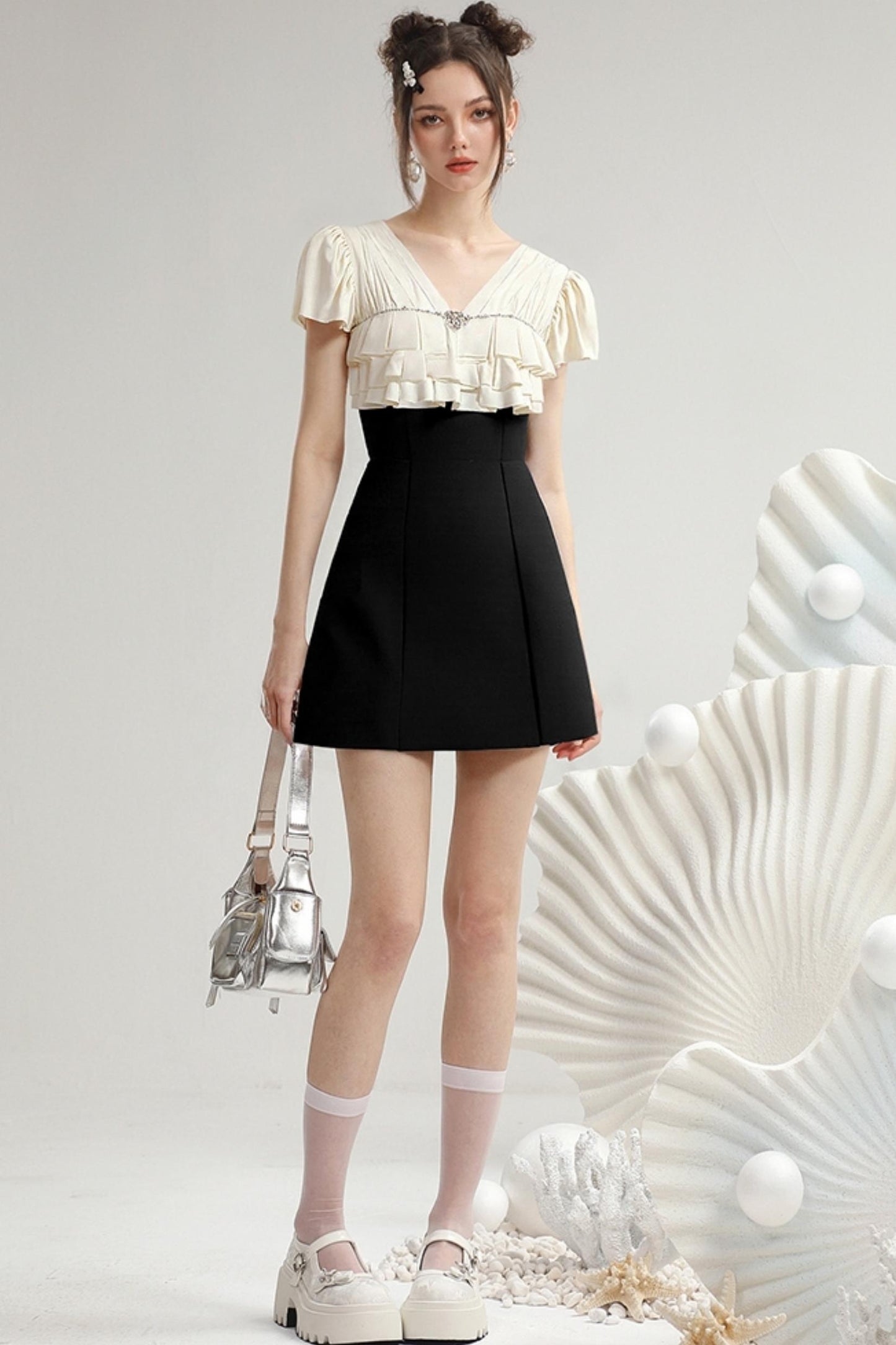 Ruffle Diamond Mini Dress