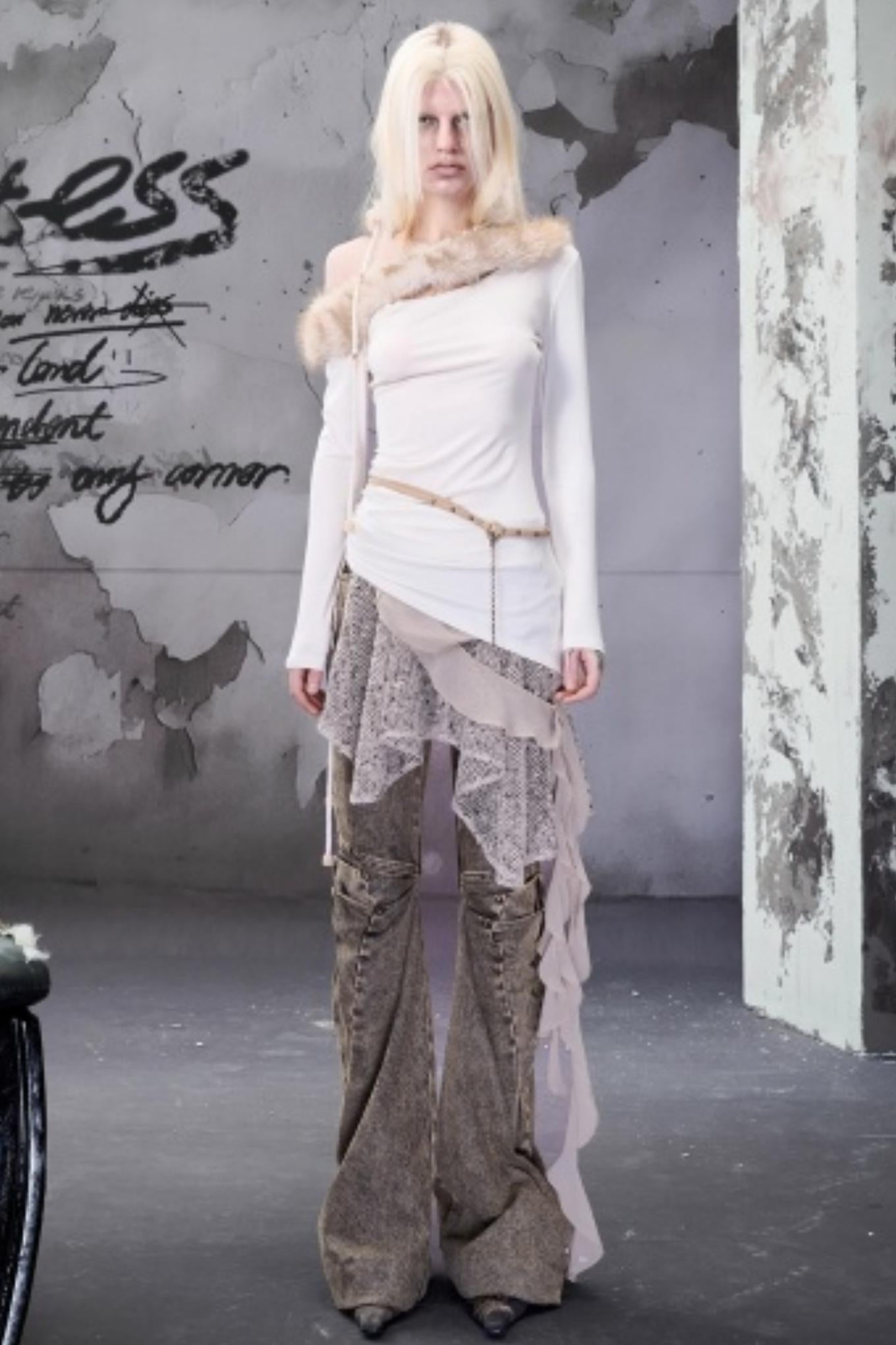 Snake Pattern Patchwork Ruffled Skirt