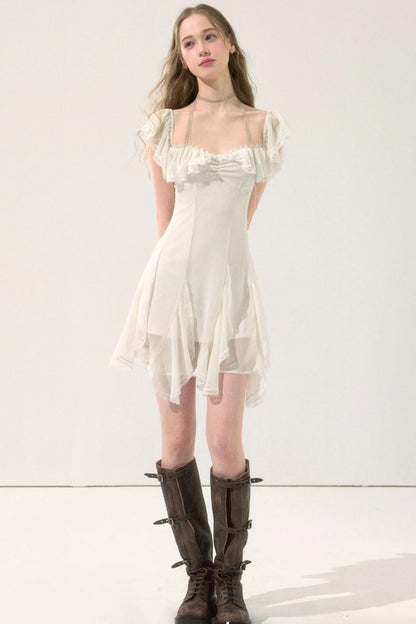 Fairy-Like Ruffled Lace Dress