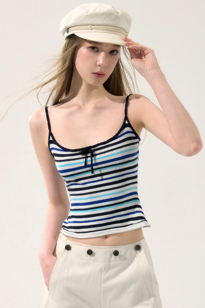 Romantic Striped Knit Vest
