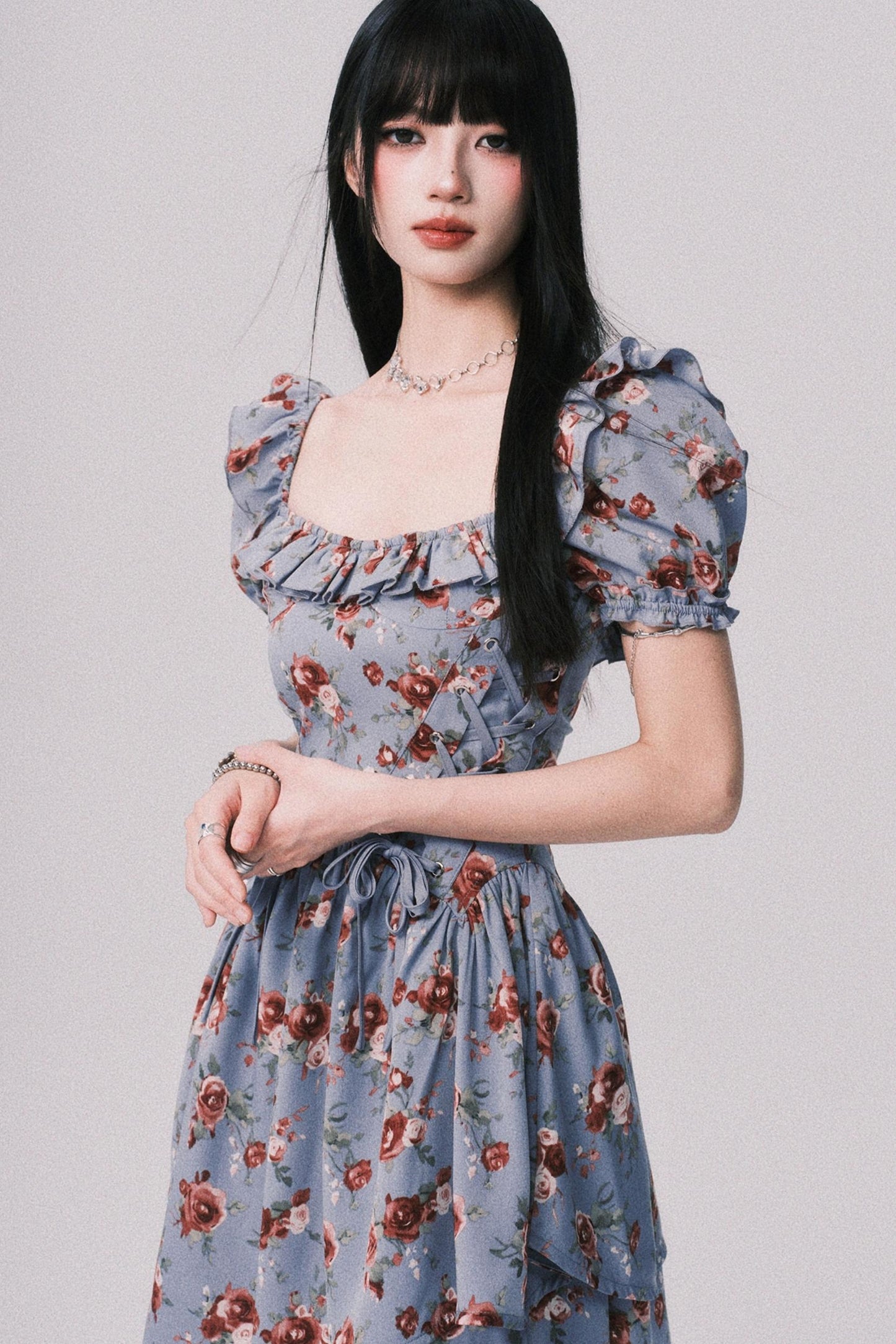 Asymmetrical Bubble Sleeve Dress