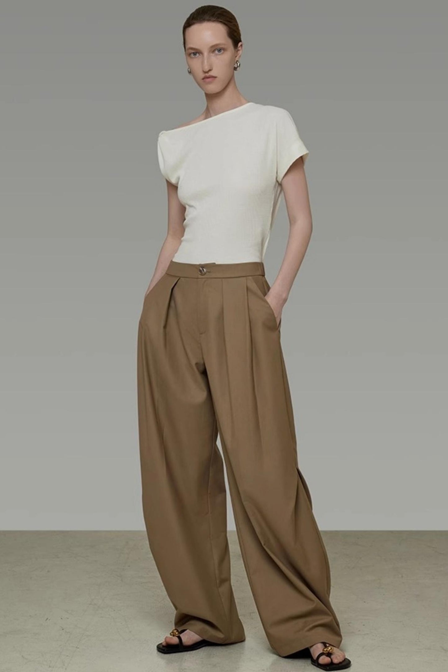 Draped Wide-Leg Pants