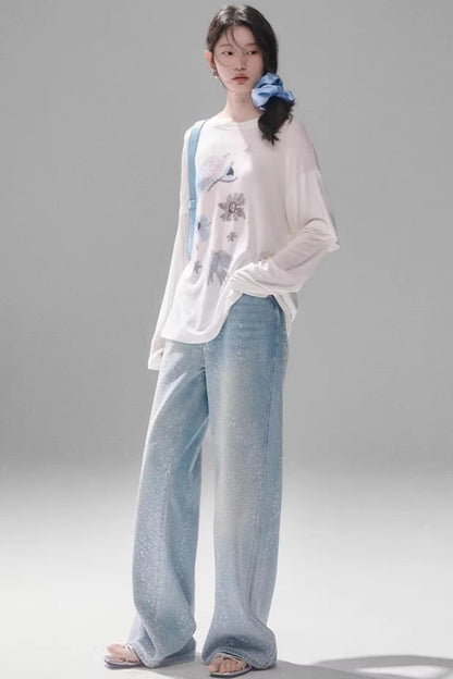 Starry Rhinestone Gradient Jeans