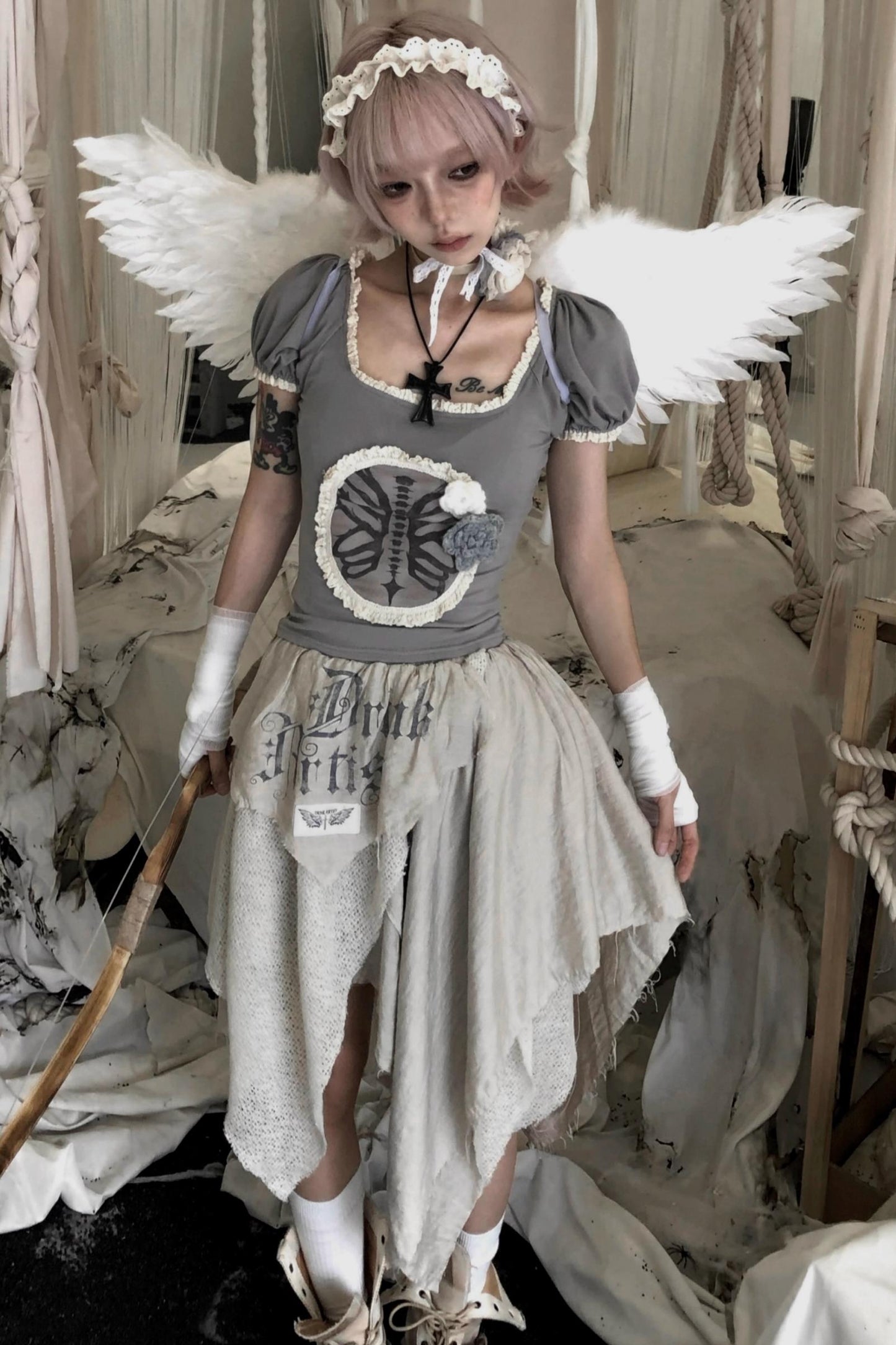 Irregular Splicing Print Skirt