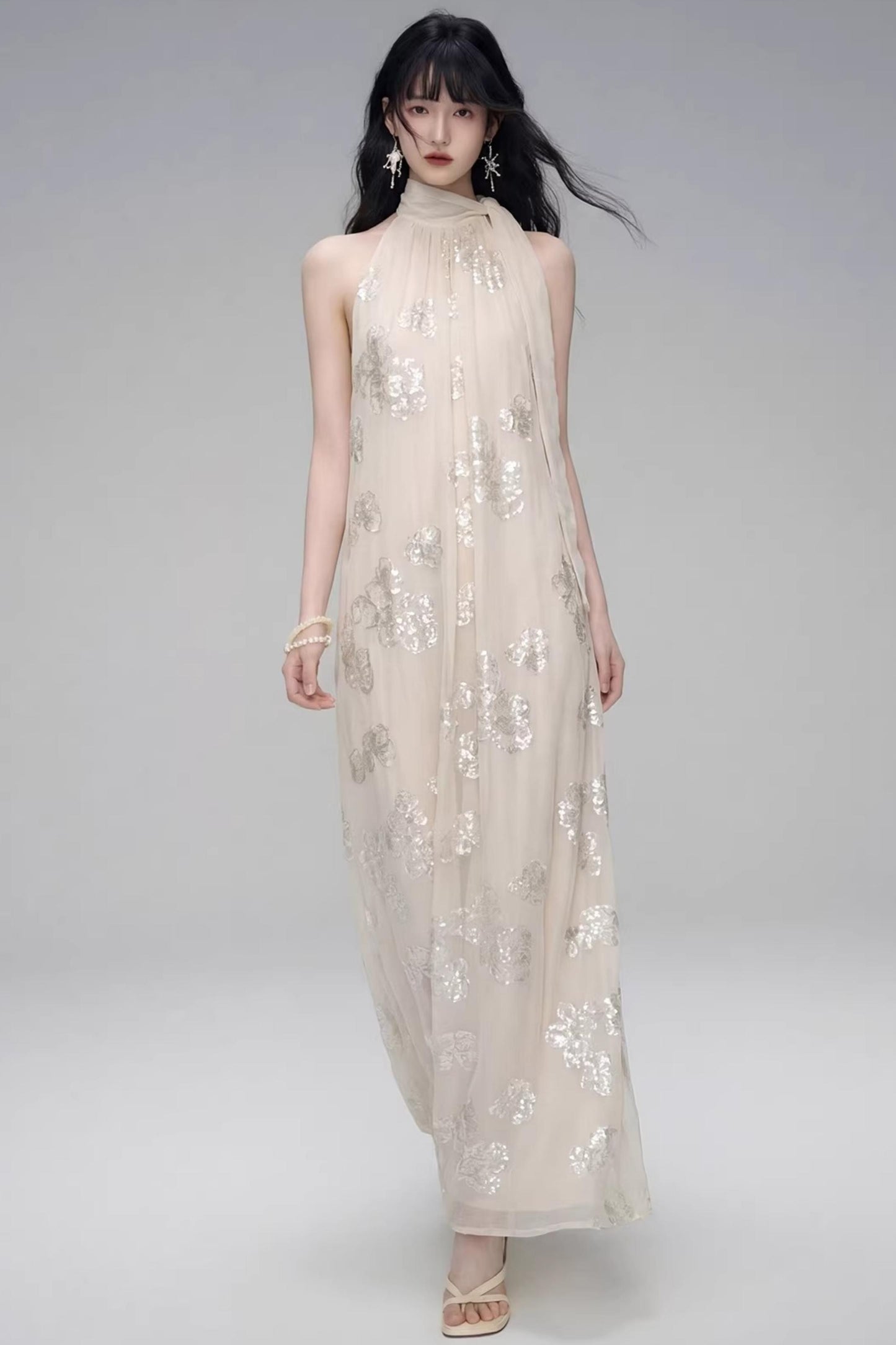 Gilt Shadow Halter Dress