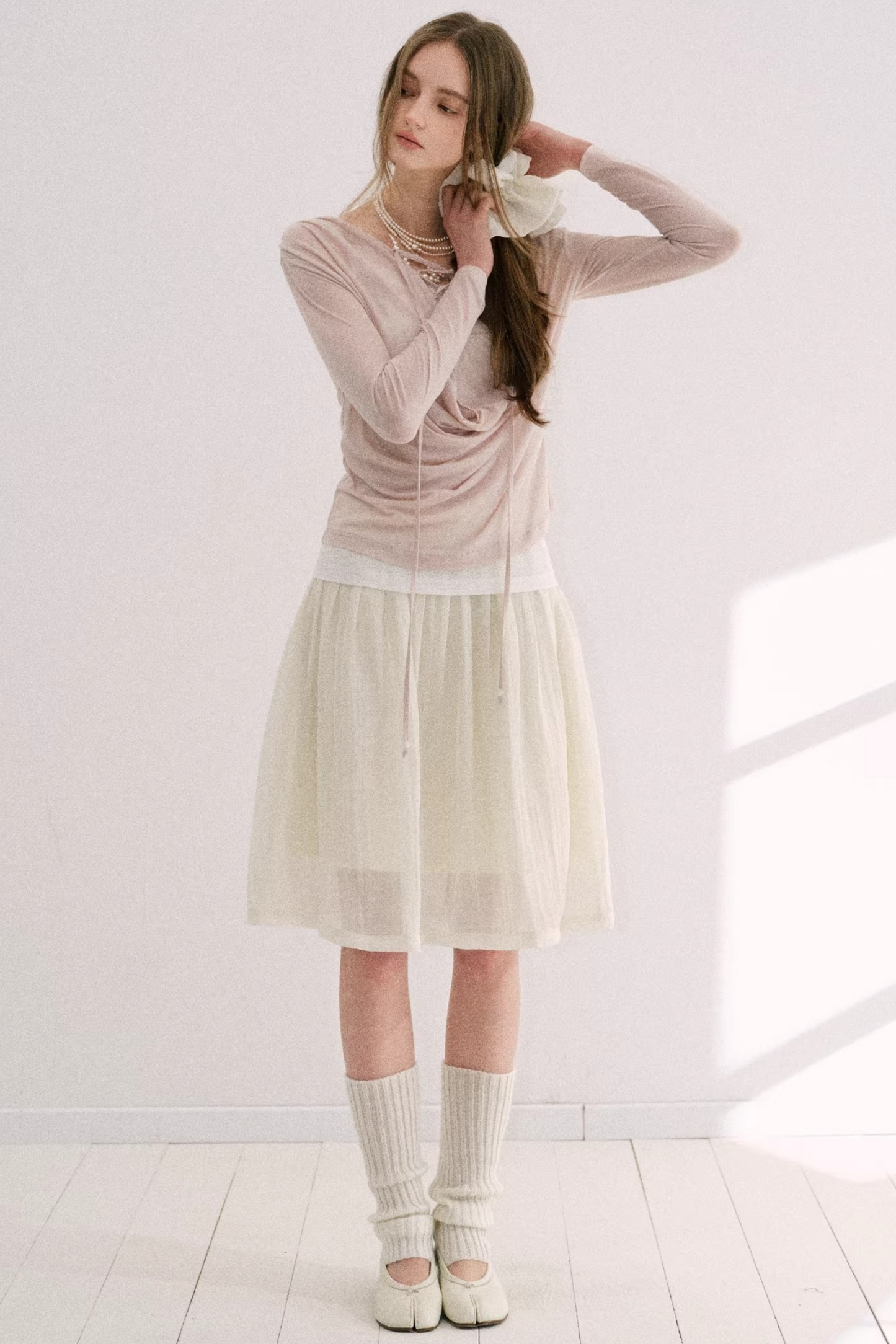 Nude Pink Lyocell Blouse Set-Up