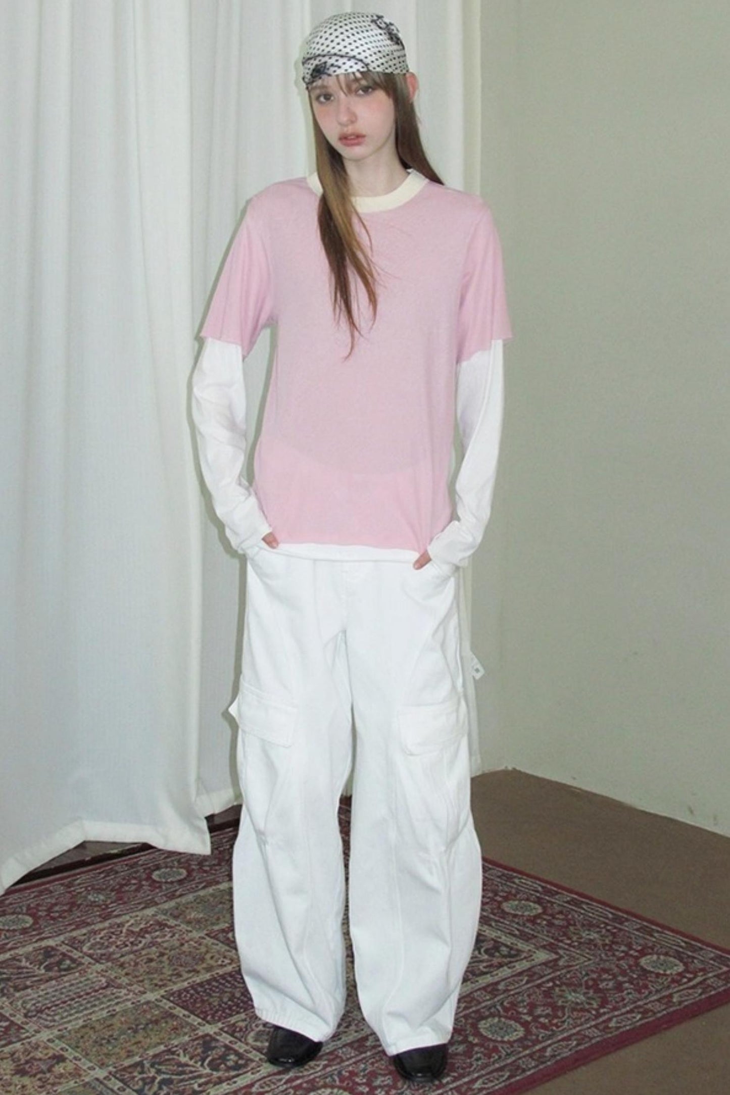 Fake Two-Piece Contrast Long Sleeve T-shirt