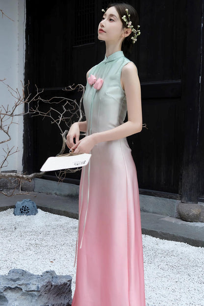 Romantic Floral Cheongsam Dress