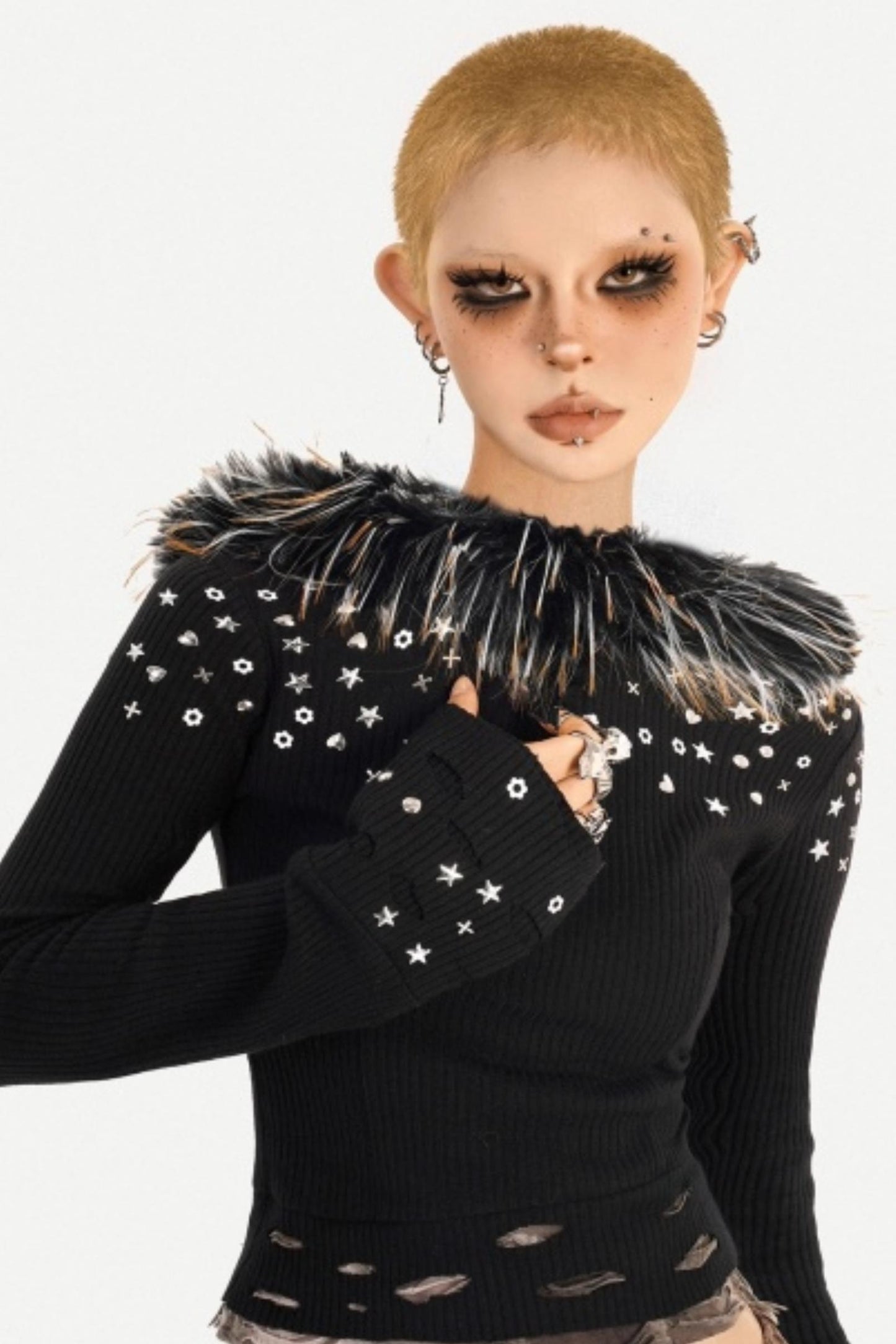 Fur Collar Punk Top