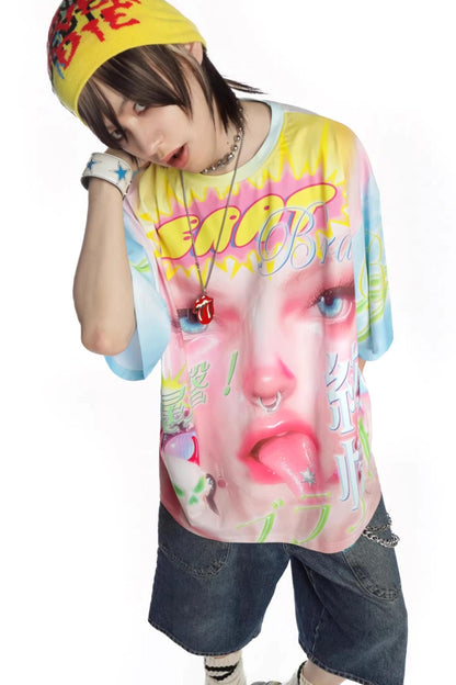 Dopamine Print Oversized T-Shirt