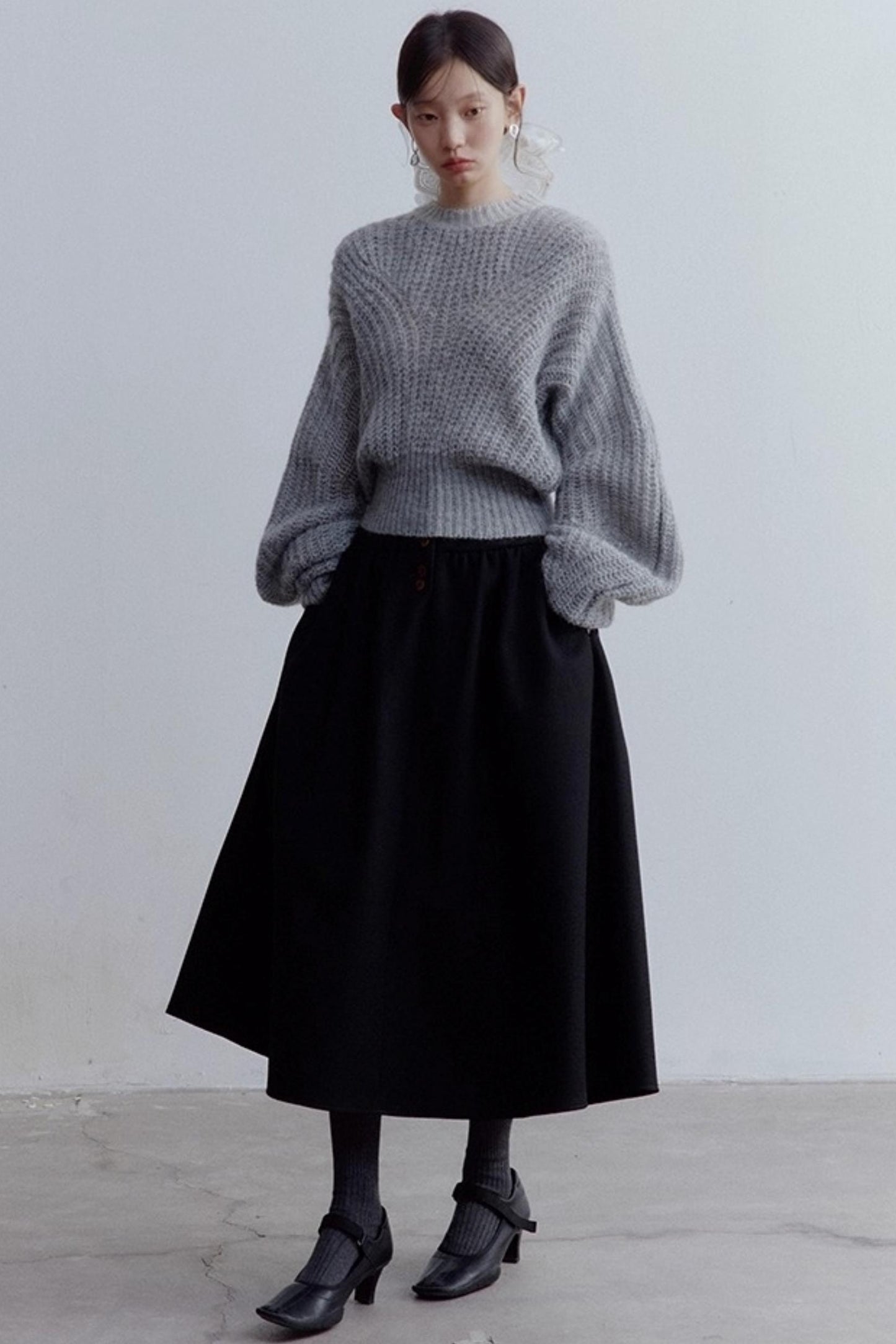 Furry Misty Gray Wool Top