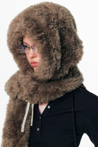 Eco-Friendly Fur Hooded Scarf