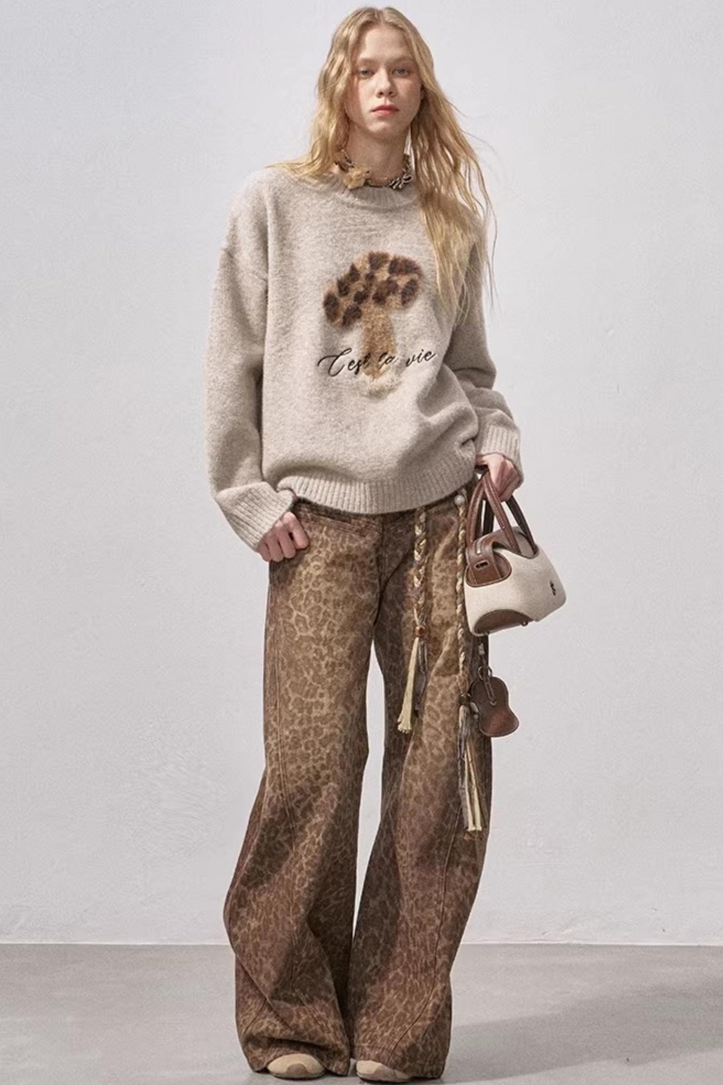 Mushroom Letter Knit Sweater