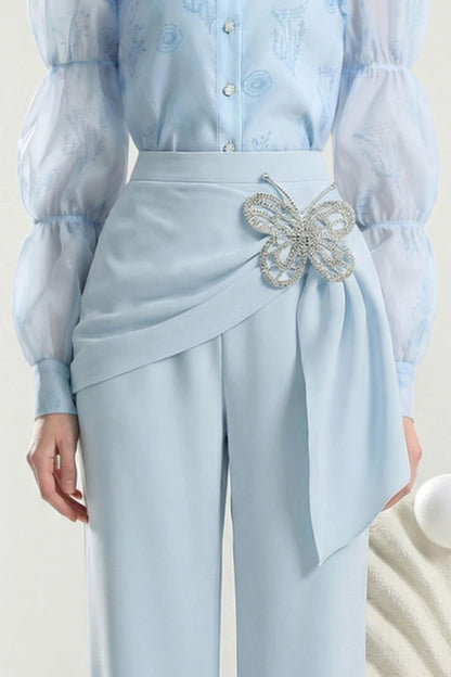 Butterfly Mist Ice Blue Blouse set-Up