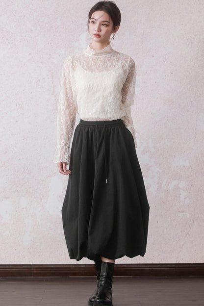 Vintage Black High-Waist Skirt