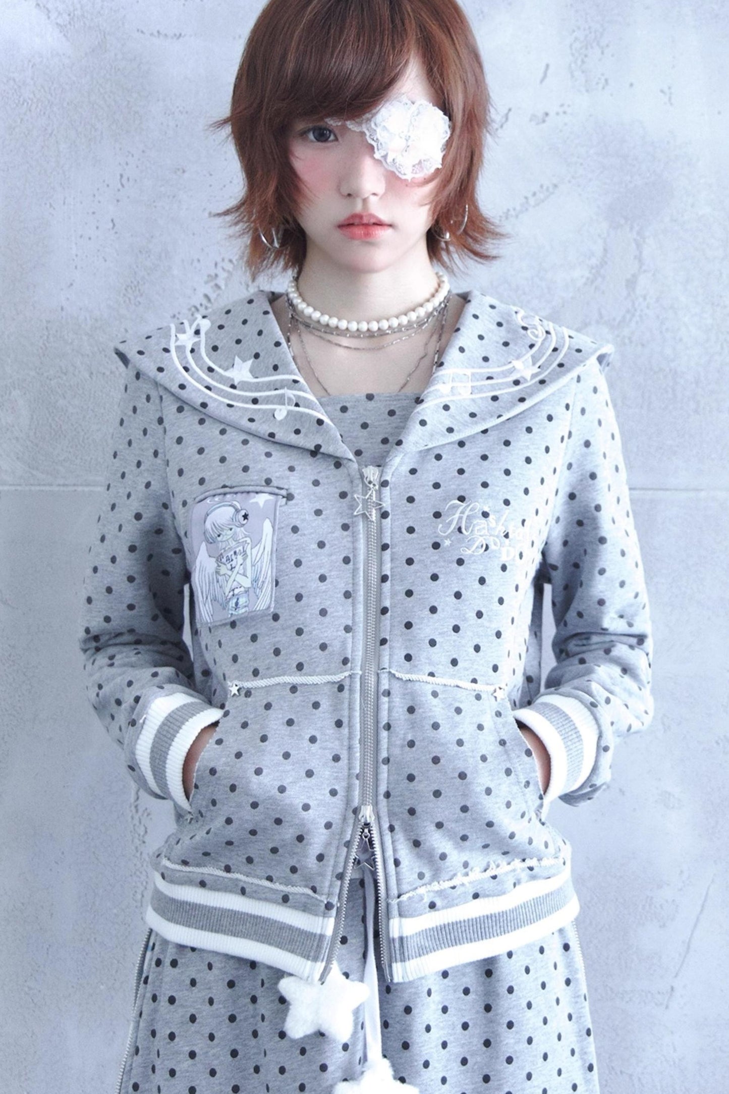 Original Polka Dot Embroidery Sailor Uniform Jacket