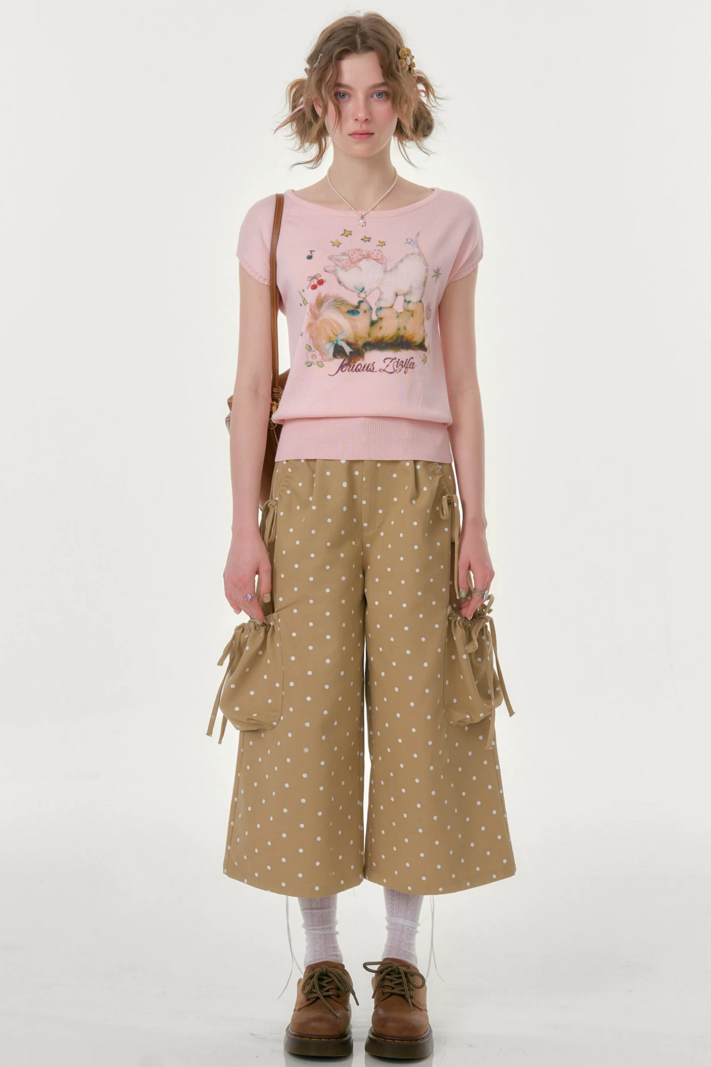Pink Knitted Short-Sleeve T-Shirt