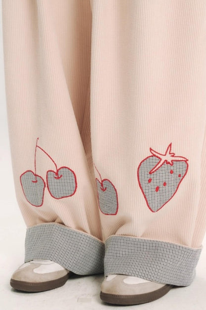 Hand-Painted Plaid Corduroy Pants