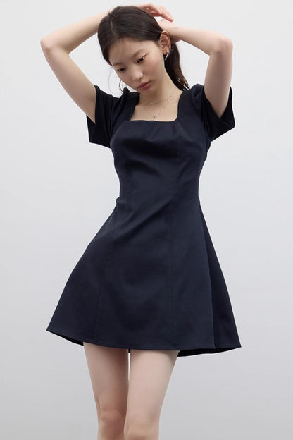 Linen Cotton Square Neck Dress