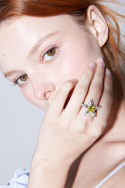 Vintage White Gold Topaz Ring